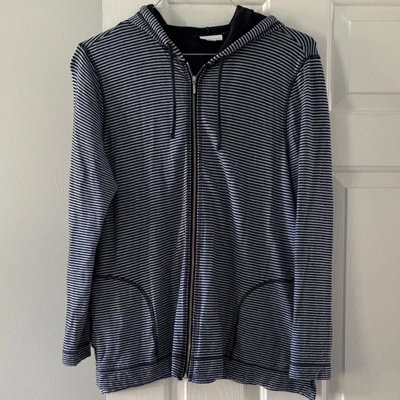 J. Jill Navy and light blue Striped Hoodie - Picture 1 of 6